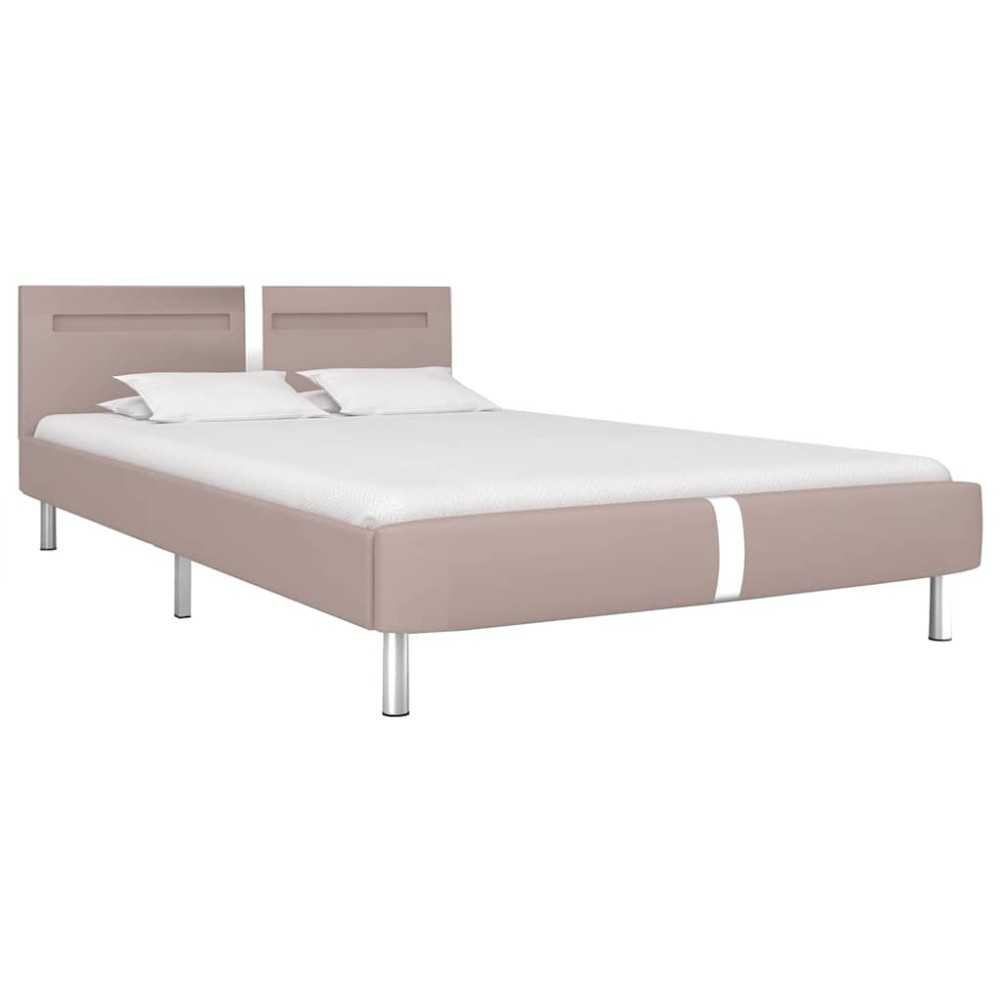 vidaXL Cadru de pat cu LED fără saltea Cappuccino 135x190 cm