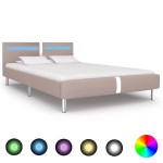 vidaXL Cadru de pat cu LED fără saltea Cappuccino 135x190 cm vidaXL Cadru de pat cu LED fără saltea Cappuccino 135x190 cm