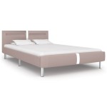 vidaXL Cadru de pat cu LED fără saltea Cappuccino 135x190 cm vidaXL Cadru de pat cu LED fără saltea Cappuccino 135x190 cm