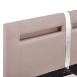 vidaXL Cadru de pat cu LED fără saltea Cappuccino 135x190 cm vidaXL Cadru de pat cu LED fără saltea Cappuccino 135x190 cm