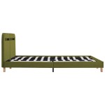 vidaXL Cadru de pat cu LED fără saltea țesătură verde 150x200 cm