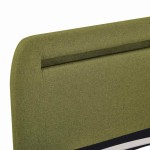 vidaXL Cadru de pat cu LED fără saltea țesătură verde 150x200 cm