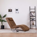 vidaXL Șezlong cu pernă, maro, piele întoarsă artificială vidaXL Șezlong cu pernă, maro, piele întoarsă artificială
