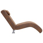 vidaXL Șezlong cu pernă, maro, piele întoarsă artificială vidaXL Șezlong cu pernă, maro, piele întoarsă artificială
