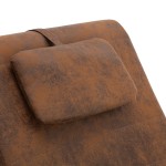 vidaXL Șezlong cu pernă, maro, piele întoarsă artificială vidaXL Șezlong cu pernă, maro, piele întoarsă artificială