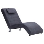 vidaXL Șezlong cu pernă, gri, piele întoarsă artificială vidaXL Șezlong cu pernă, gri, piele întoarsă artificială
