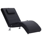 vidaXL Șezlong de masaj cu pernă, negru, piele artificială vidaXL Șezlong de masaj cu pernă, negru, piele artificială