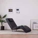 vidaXL Șezlong de masaj cu pernă, negru, piele artificială vidaXL Șezlong de masaj cu pernă, negru, piele artificială
