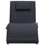 vidaXL Șezlong de masaj cu pernă, negru, piele artificială vidaXL Șezlong de masaj cu pernă, negru, piele artificială