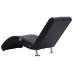 vidaXL Șezlong de masaj cu pernă, negru, piele artificială vidaXL Șezlong de masaj cu pernă, negru, piele artificială