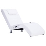 vidaXL Șezlong de masaj cu pernă, alb, piele artificială vidaXL Șezlong de masaj cu pernă, alb, piele artificială