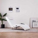 vidaXL Șezlong de masaj cu pernă, alb, piele artificială vidaXL Șezlong de masaj cu pernă, alb, piele artificială