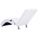 vidaXL Șezlong de masaj cu pernă, alb, piele artificială vidaXL Șezlong de masaj cu pernă, alb, piele artificială