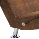 vidaXL Șezlong de masaj cu pernă, maro, piele întoarsă artificială