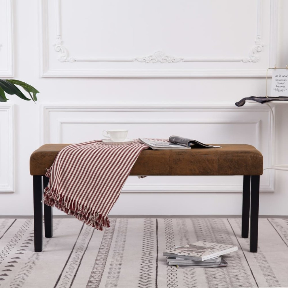 vidaXL Bancă, maro, 106 cm, piele întoarsă ecologică