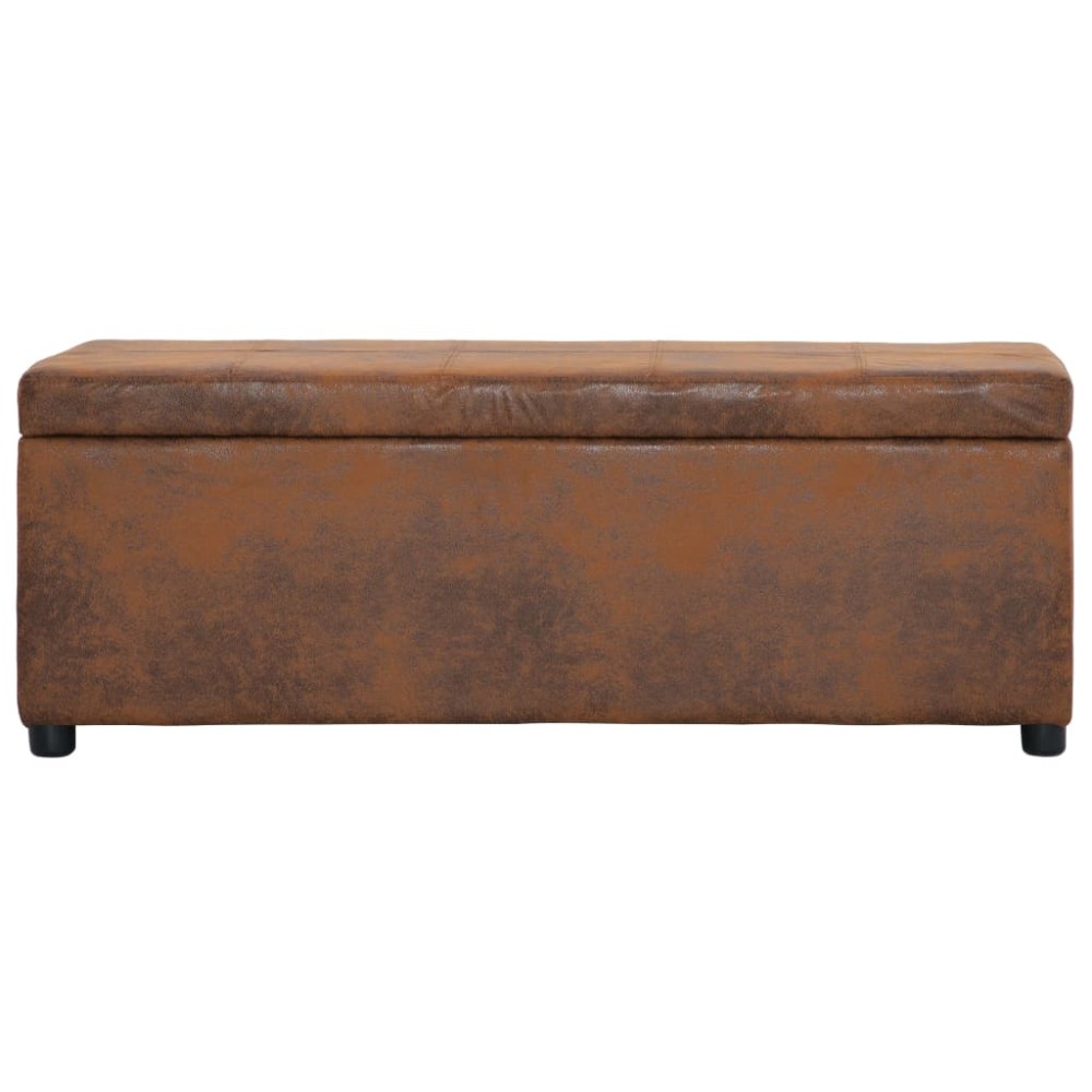 vidaXL Banchetă cu depozitare, maro, 116 cm, piele întoarsă ecologică
