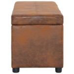 vidaXL Banchetă cu depozitare, maro, 116 cm, piele întoarsă ecologică