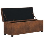 vidaXL Banchetă cu depozitare, maro, 116 cm, piele întoarsă ecologică