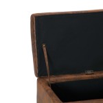 vidaXL Banchetă cu depozitare, maro, 116 cm, piele întoarsă ecologică