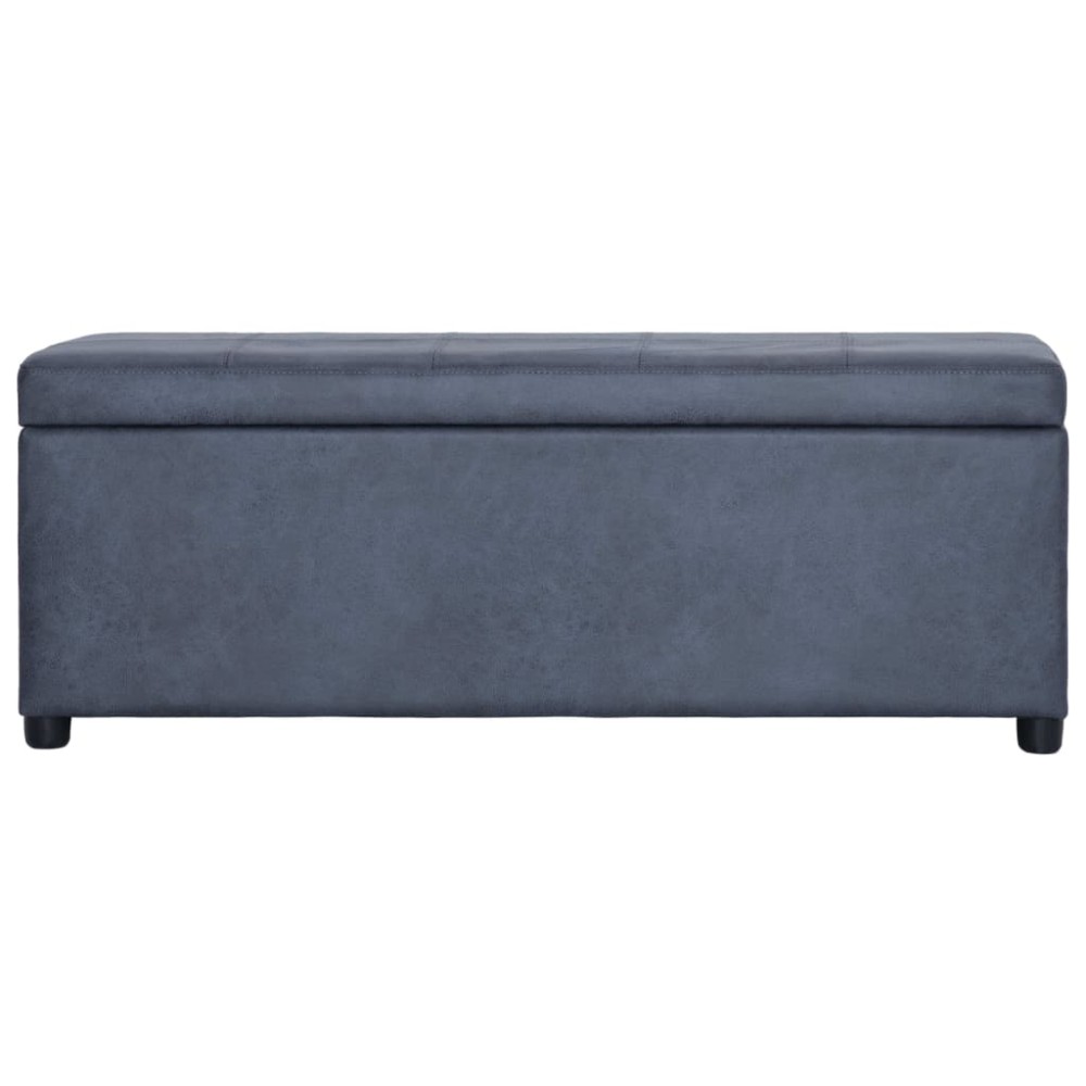 vidaXL Banchetă cu depozitare, gri, 116 cm, piele întoarsă ecologică