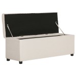 vidaXL Bancă cu compartiment de depozitare, crem, 116 cm, poliester