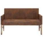 vidaXL Bancă cu brațe, maro, 140 cm, piele întoarsă ecologică vidaXL Bancă cu brațe, maro, 140 cm, piele întoarsă ecologică