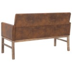 vidaXL Bancă cu brațe, maro, 140 cm, piele întoarsă ecologică vidaXL Bancă cu brațe, maro, 140 cm, piele întoarsă ecologică