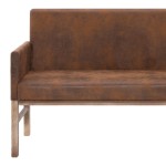 vidaXL Bancă cu brațe, maro, 140 cm, piele întoarsă ecologică vidaXL Bancă cu brațe, maro, 140 cm, piele întoarsă ecologică