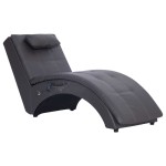 vidaXL Șezlong de masaj cu pernă, gri, piele artificială vidaXL Șezlong de masaj cu pernă, gri, piele artificială