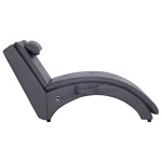 vidaXL Șezlong de masaj cu pernă, gri, piele artificială vidaXL Șezlong de masaj cu pernă, gri, piele artificială