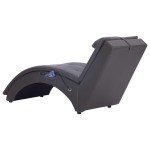 vidaXL Șezlong de masaj cu pernă, gri, piele artificială vidaXL Șezlong de masaj cu pernă, gri, piele artificială