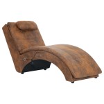 vidaXL Șezlong de masaj cu pernă, maro, piele întoarsă artificială vidaXL Șezlong de masaj cu pernă, maro, piele întoarsă artificială