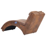 vidaXL Șezlong de masaj cu pernă, maro, piele întoarsă artificială vidaXL Șezlong de masaj cu pernă, maro, piele întoarsă artificială