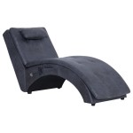 vidaXL Șezlong de masaj cu pernă, gri, piele întoarsă artificială vidaXL Șezlong de masaj cu pernă, gri, piele întoarsă artificială
