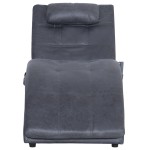 vidaXL Șezlong de masaj cu pernă, gri, piele întoarsă artificială vidaXL Șezlong de masaj cu pernă, gri, piele întoarsă artificială