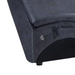 vidaXL Șezlong de masaj cu pernă, gri, piele întoarsă artificială vidaXL Șezlong de masaj cu pernă, gri, piele întoarsă artificială