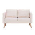 vidaXL Canapea cu 2 locuri, crem, material textil