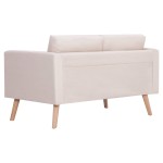 vidaXL Canapea cu 2 locuri, crem, material textil