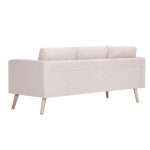 vidaXL Canapea cu 3 locuri, crem, material textil vidaXL Canapea cu 3 locuri, crem, material textil