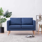 vidaXL Canapea cu 2 locuri, albastru, material textil vidaXL Canapea cu 2 locuri, albastru, material textil