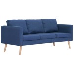 vidaXL Canapea cu 3 locuri, albastru, material textil vidaXL Canapea cu 3 locuri, albastru, material textil