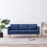 vidaXL Canapea cu 3 locuri, albastru, material textil vidaXL Canapea cu 3 locuri, albastru, material textil