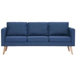 vidaXL Canapea cu 3 locuri, albastru, material textil vidaXL Canapea cu 3 locuri, albastru, material textil