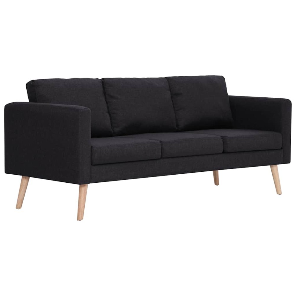 vidaXL Canapea cu 3 locuri, negru, material textil