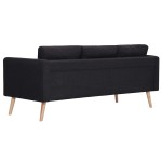 vidaXL Canapea cu 3 locuri, negru, material textil vidaXL Canapea cu 3 locuri, negru, material textil