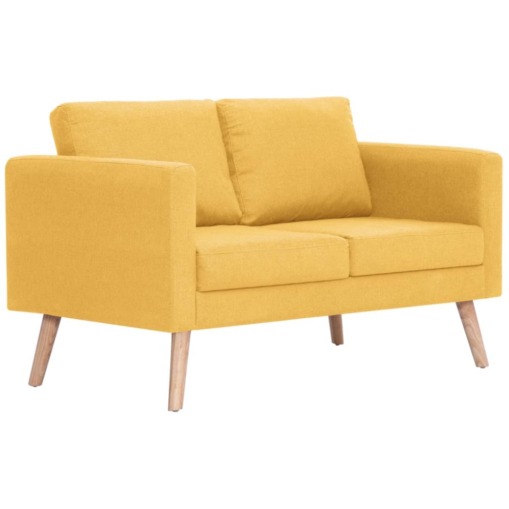 vidaXL Canapea cu 2 locuri, galben, material textil