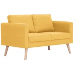 vidaXL Canapea cu 2 locuri, galben, material textil