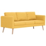 vidaXL Canapea cu 3 locuri, galben, material textil vidaXL Canapea cu 3 locuri, galben, material textil