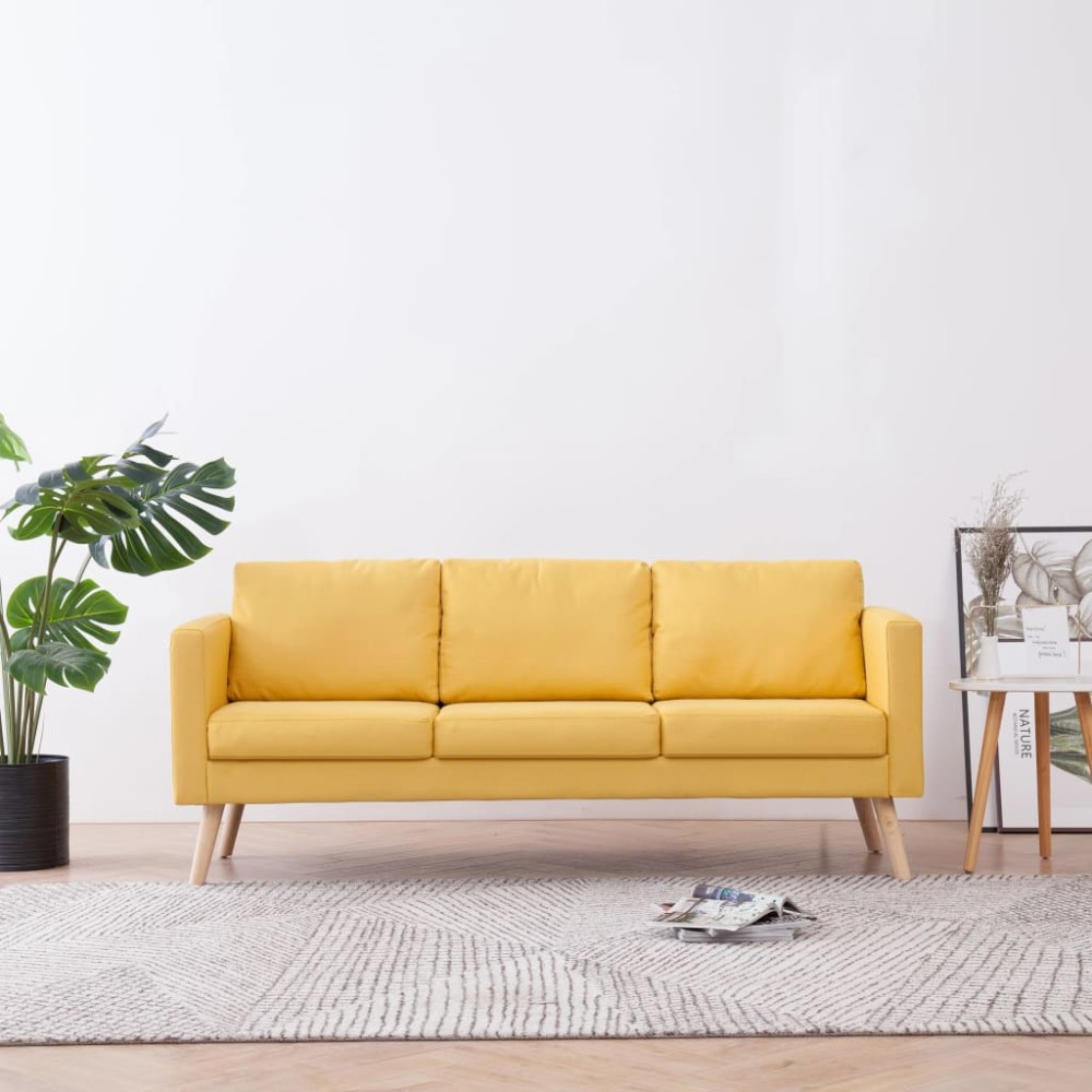 vidaXL Canapea cu 3 locuri, galben, material textil