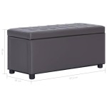 vidaXL Taburet de depozitare, gri, 87,5 cm, piele artificială